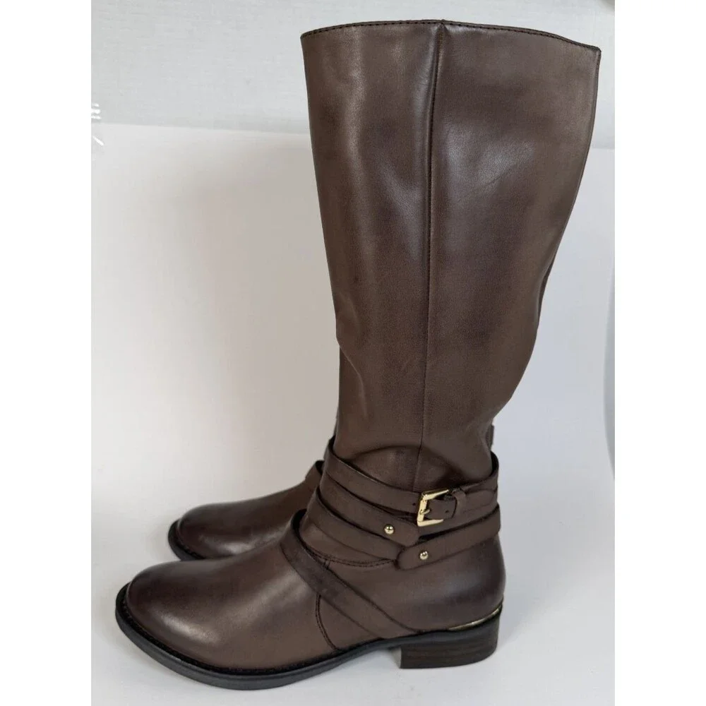 Steve Madden Boots Womens Size 8 Brown Albany Knee High Zip Equestrian Low Heel